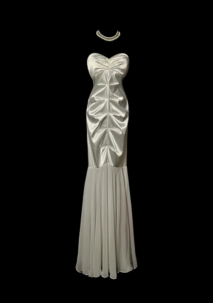 Sweetheart Ivory Sheath Prom Dress Satin Formal Dress  P68