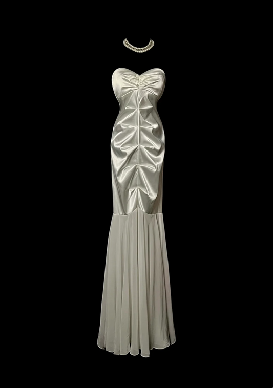 Sweetheart Ivory Sheath Prom Dress Satin Formal Dress  P68