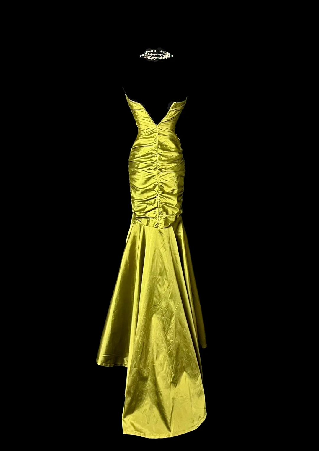 Strapless Green Satin Prom Dress Mermaid Formal Evening Dress  P75