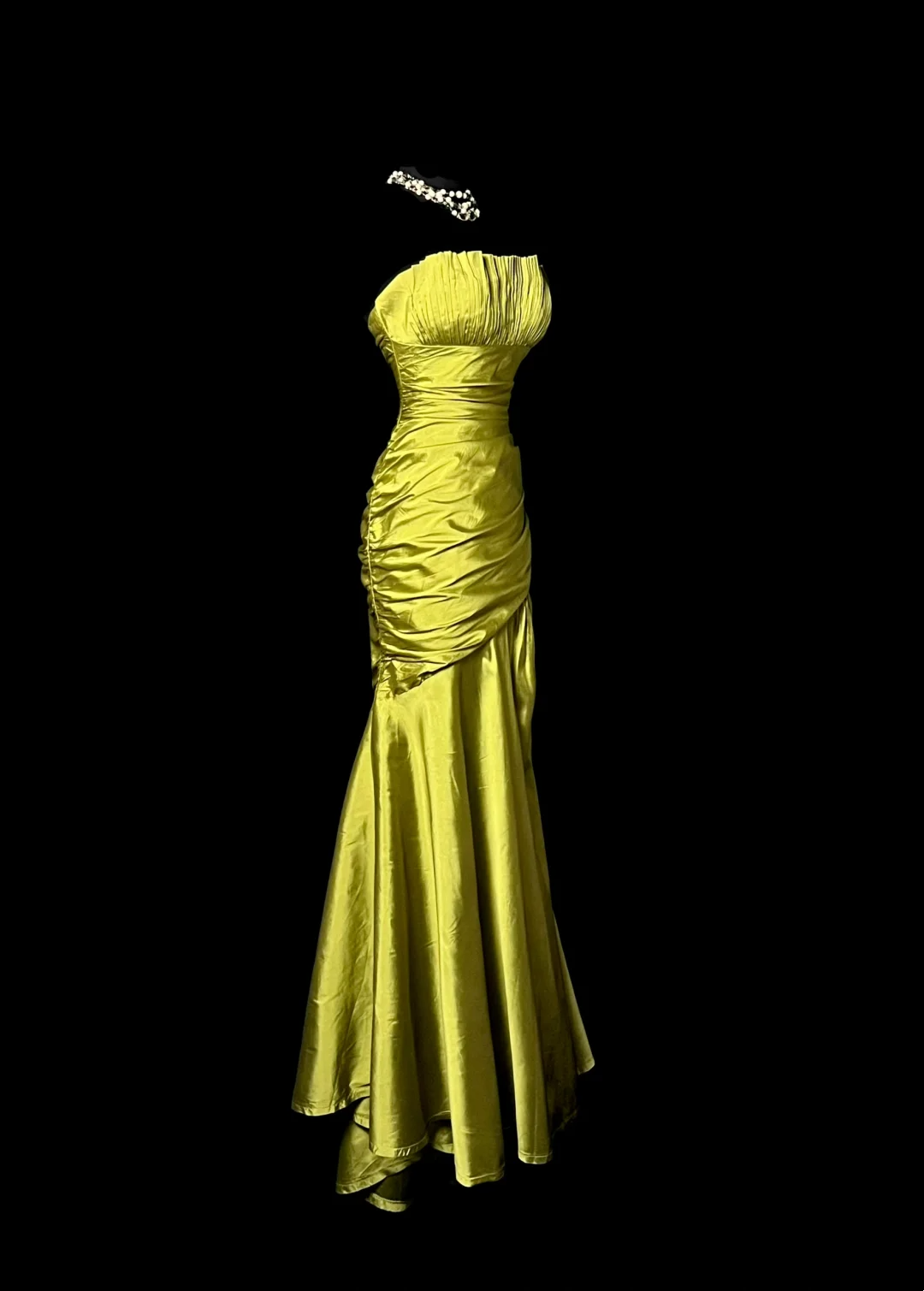 Strapless Green Satin Prom Dress Mermaid Formal Evening Dress  P75