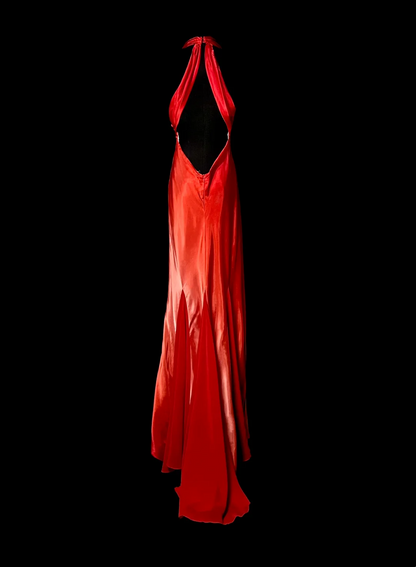 V Neck Red Satin Prom Dress Sheath Formal Evening Dress  P76