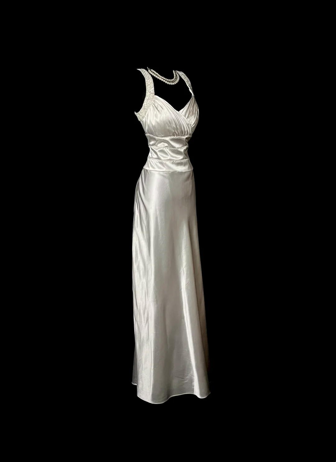 V Neck White Satin Prom Dress Sheath Formal Evening Dress  P77