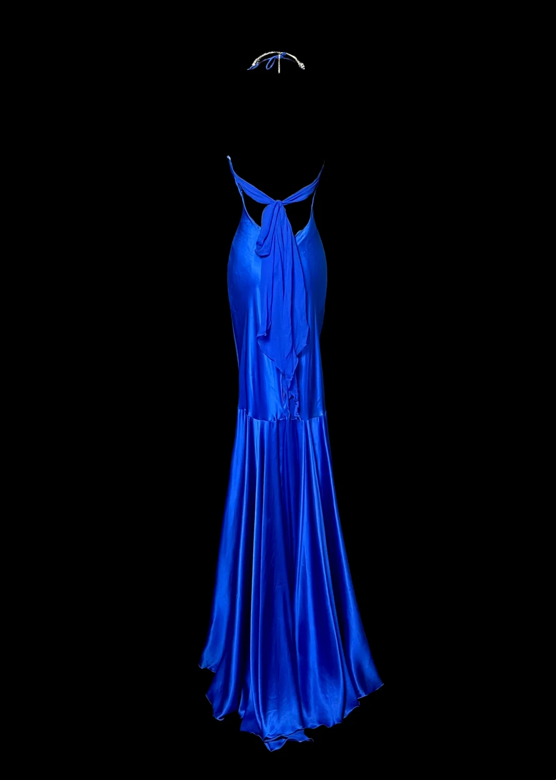 V Neck Royal Blue Satin Prom Dress Formal Evening Dress  P78