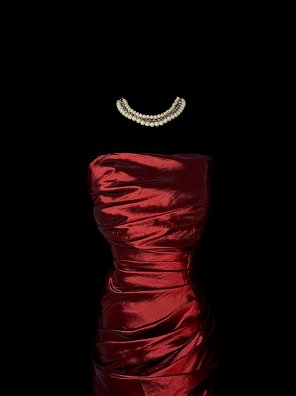 Strapless Burgundy Prom Dress Formal Evening Dress  P79