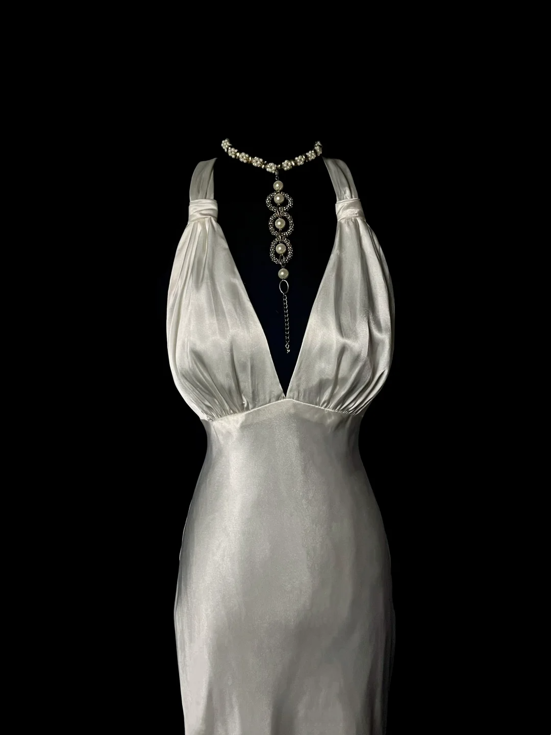 Backless Ivory Satin Prom Dress Formal Evening Dress Party Dress  P81