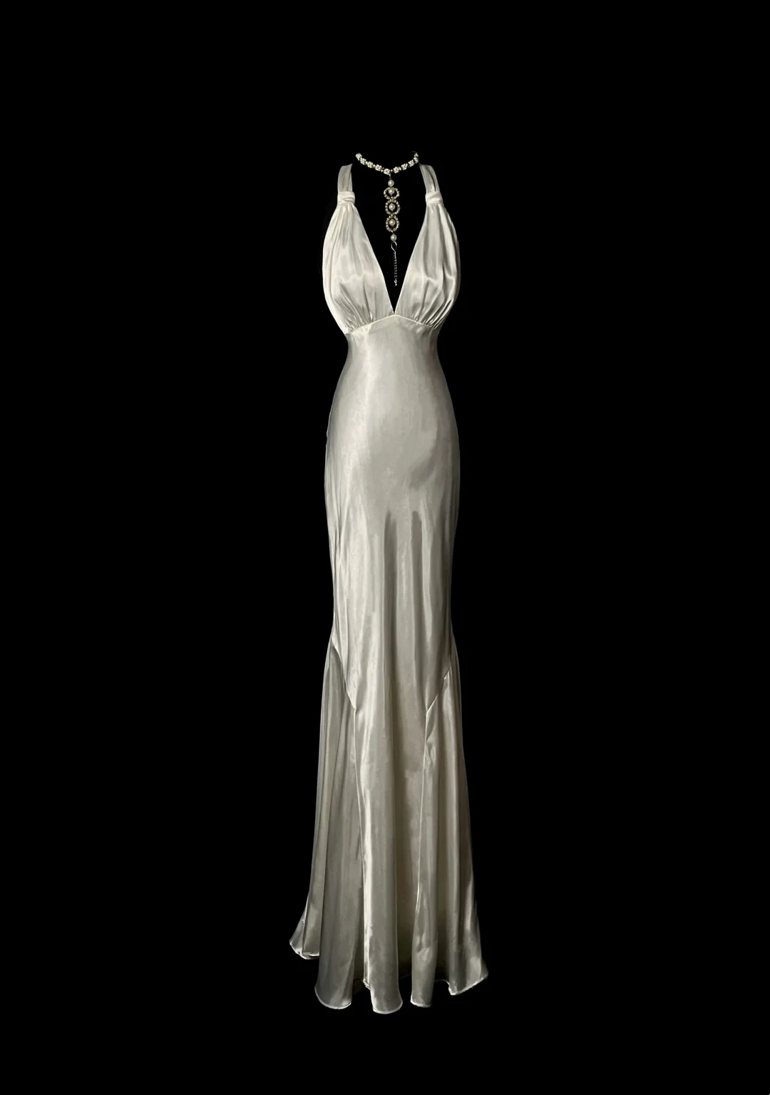 Backless Ivory Satin Prom Dress Formal Evening Dress Party Dress  P81