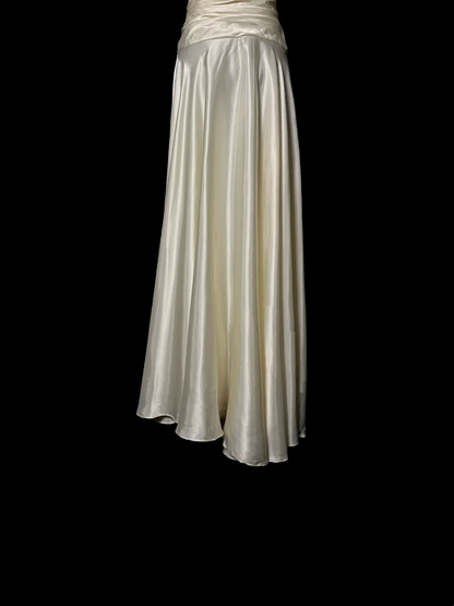 Halter Ivory Satin Prom Dress Formal Evening Dress Party Dress  P82