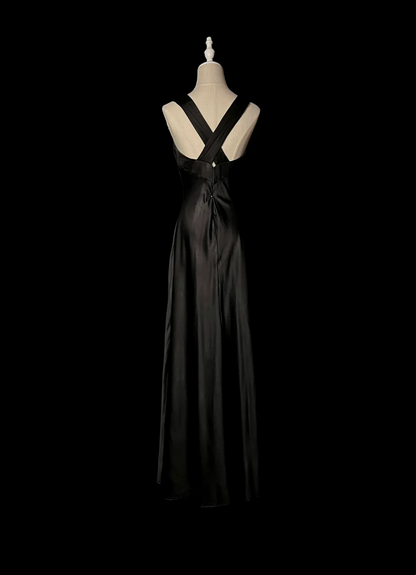 Black Sheath Satin Prom Dress Evening Dress Party Dress  P87