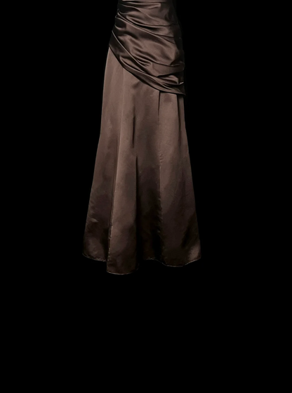Brown Satin Prom Dress Evening Dress Party Dress  P88