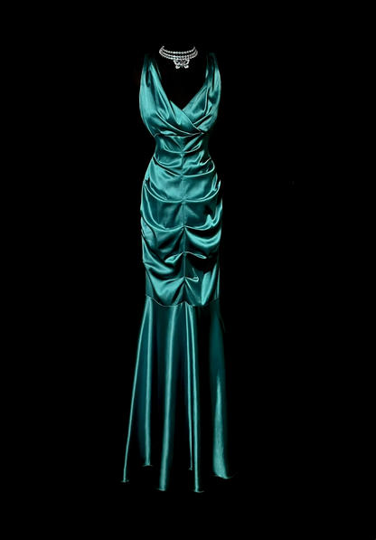 Sheath Satin Prom Dress Green Evening Dress Party Dress  P90