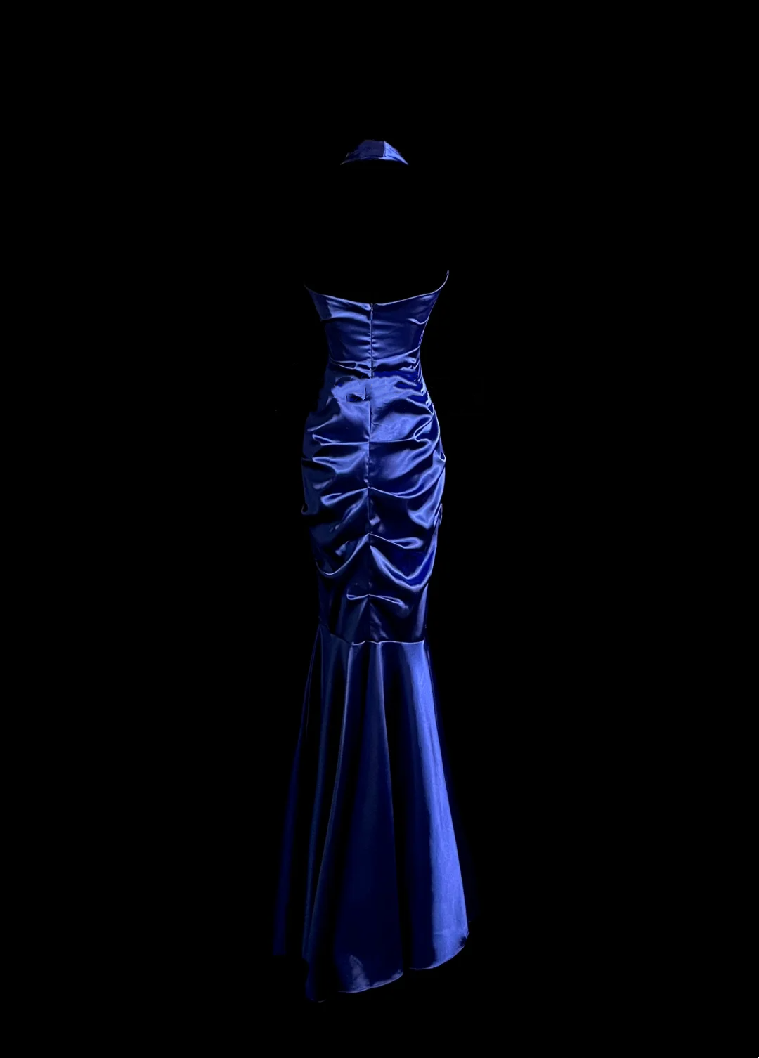 Halter Sheath Satin Prom Dress Royal Blue Evening Dress Party Dress  P91