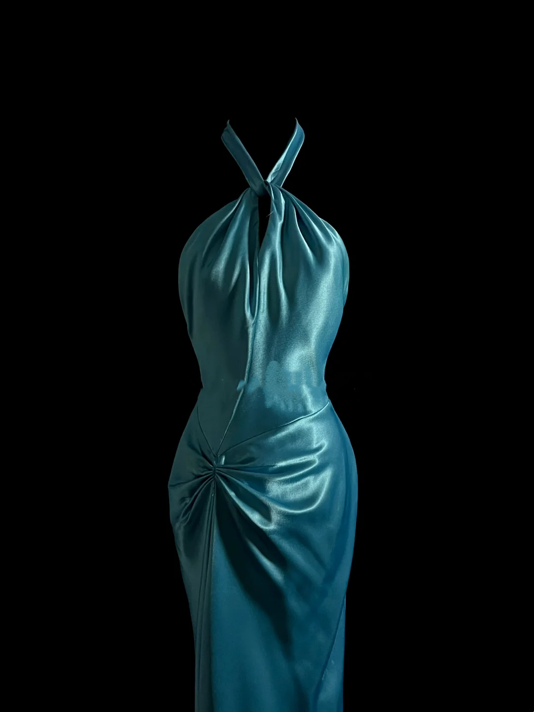 Halter Blue Sheath Satin Prom Dress Evening Dress Party Dress  P93