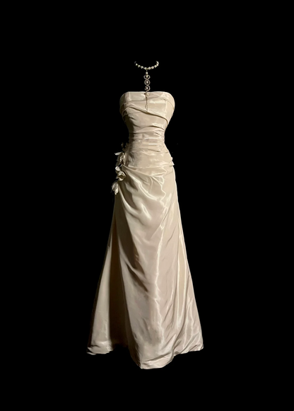 Strapless Beige A Line Prom Dress Formal Party Dress Birthday Dress  P95