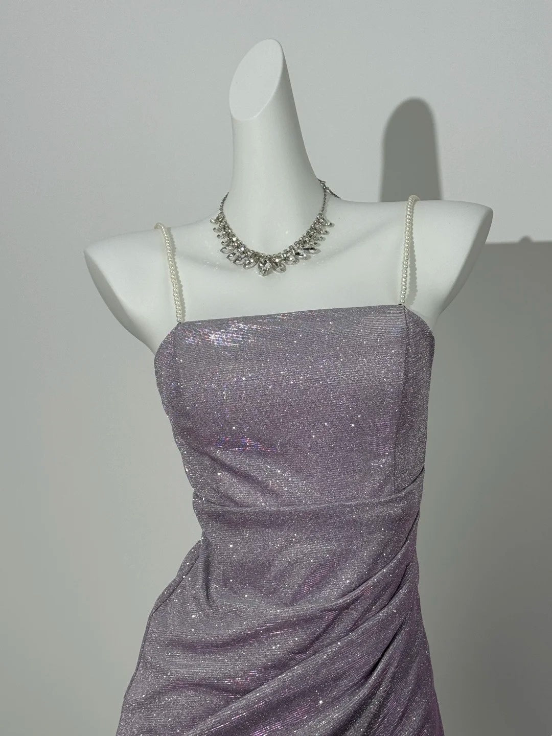 Pearl Straps Sparkle A Line Lilac Homecoming Dress  P1303