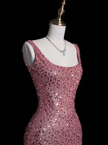 Pink Sequins Mermaid Long Prom Dress Sparkle Formal Evening Gown   P799