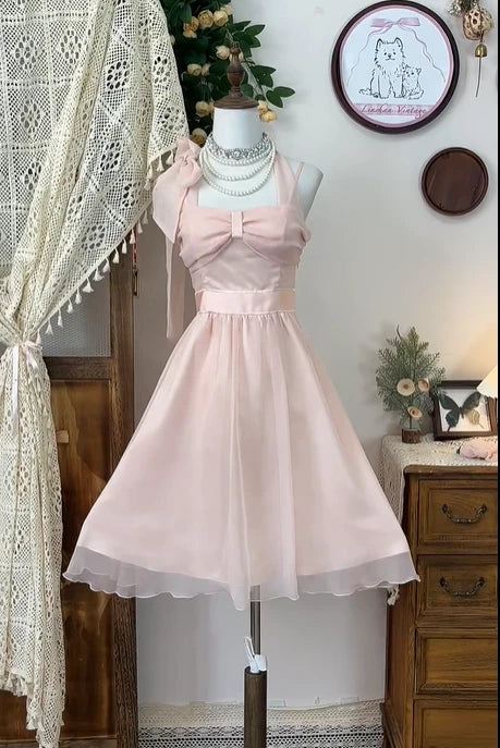 Pink Short Chiffon Homecoming A Line Party Dress  P1172