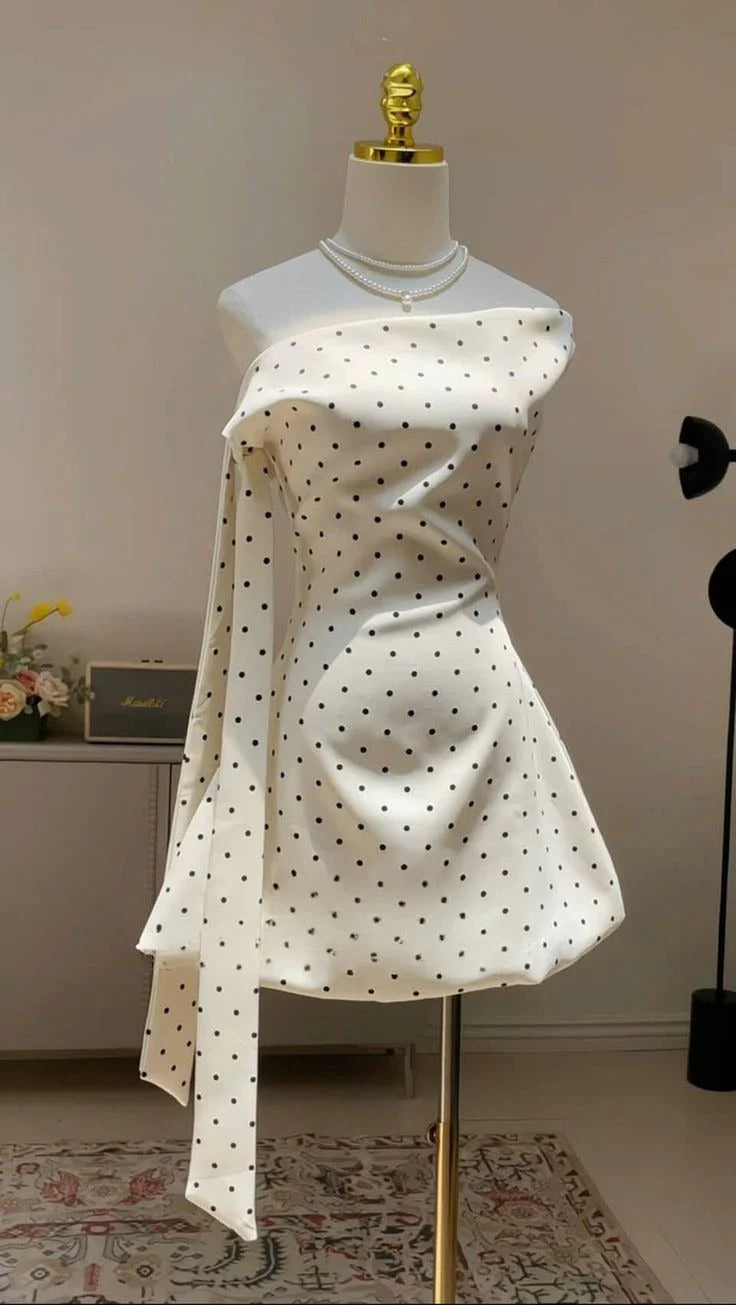Polka Dots A Line Homecoming Dress Short Birthday Dress  P1346