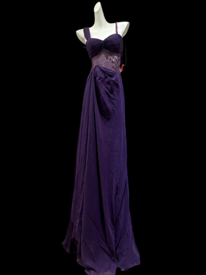 Purple Chiffon Formal Prom Dress Retro Evening Gown  P1689