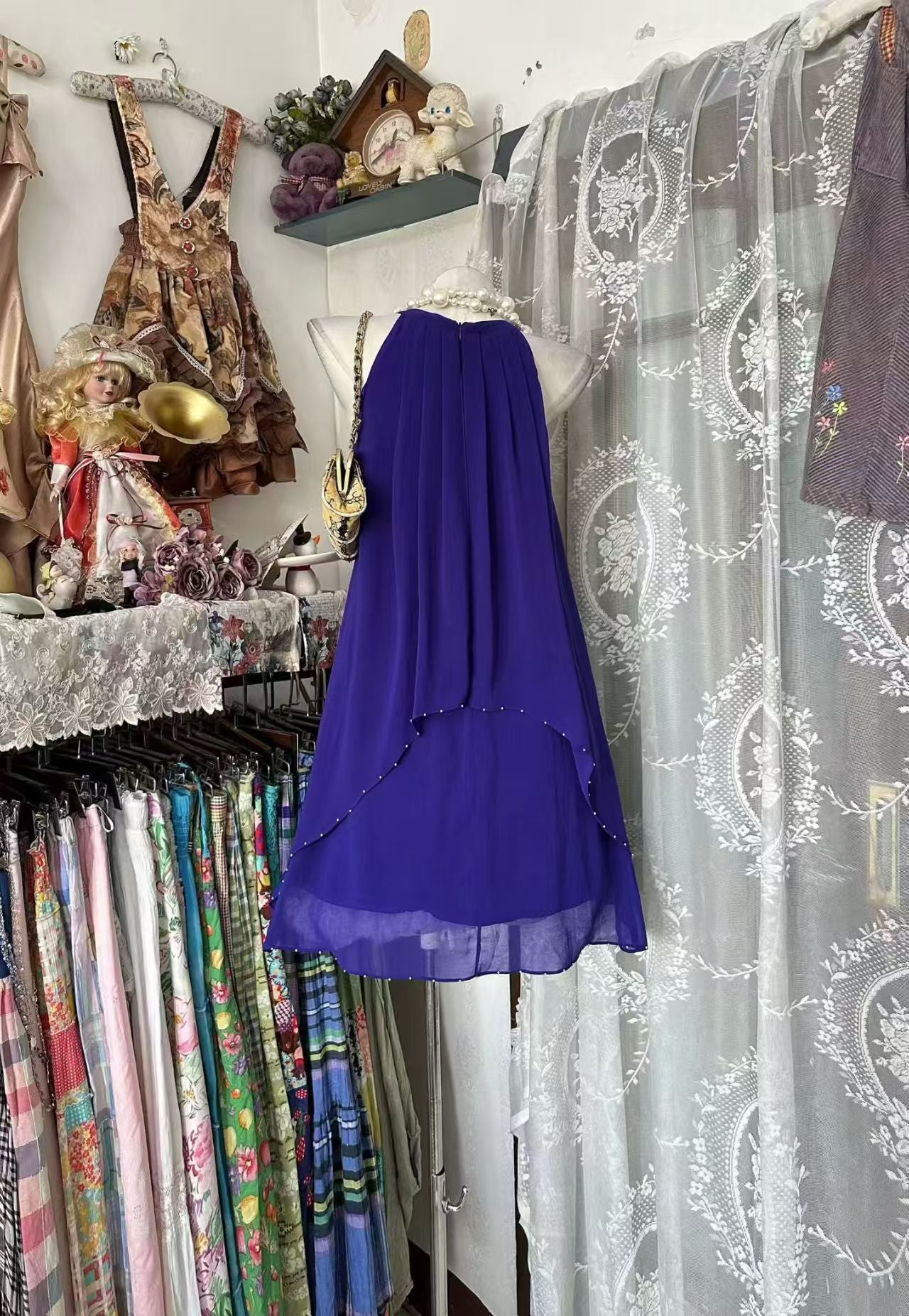 Purple Chiffon Modest Homecoming Dress Short Party Dress  P2088