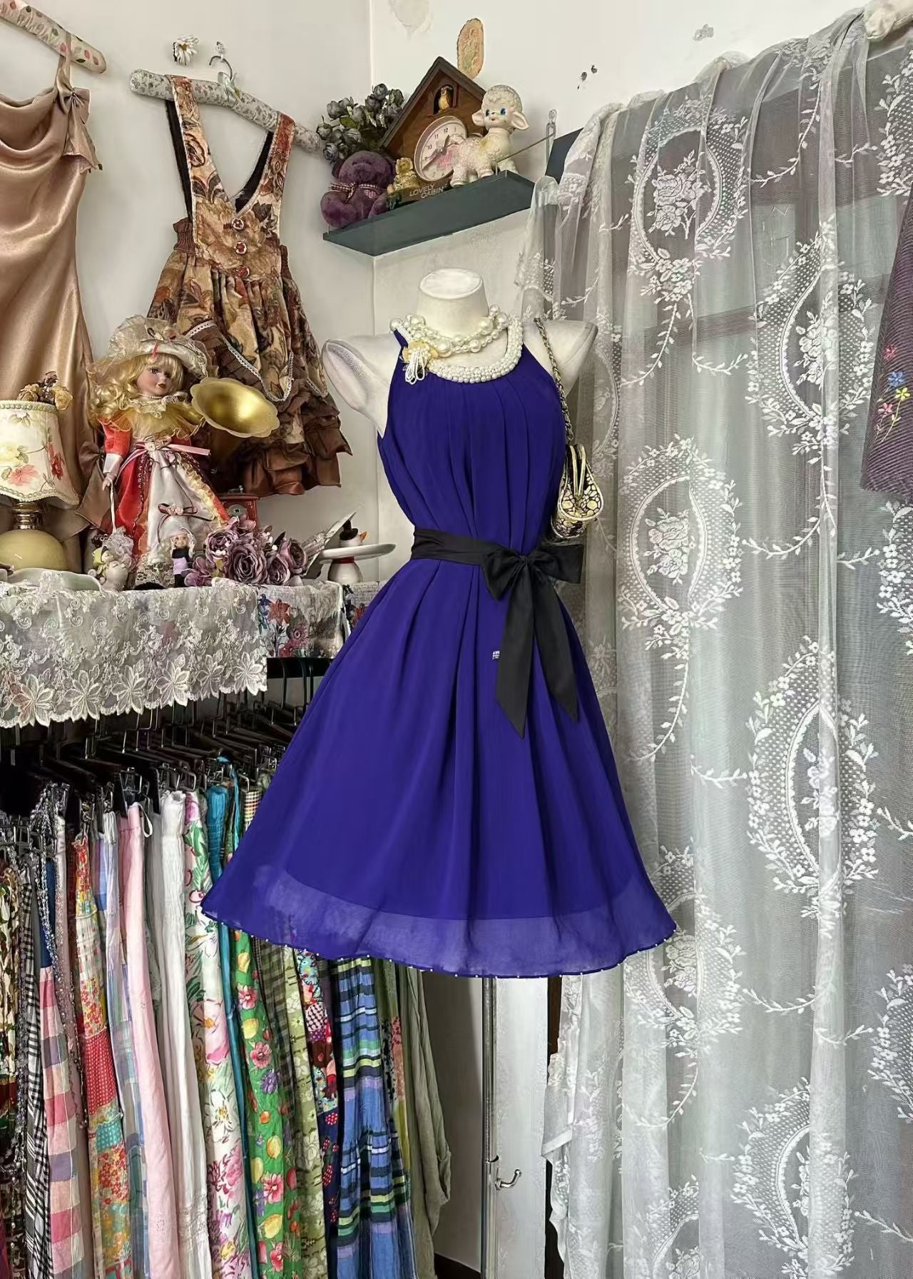 Purple Chiffon Modest Homecoming Dress Short Party Dress  P2088