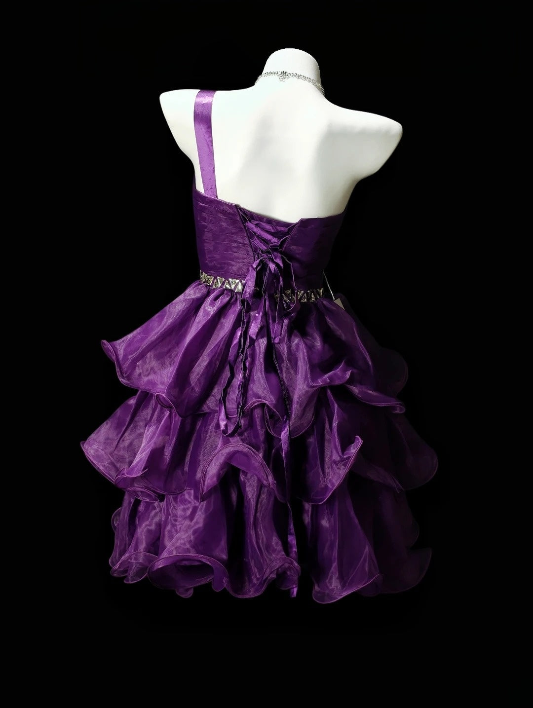 Purple Satin A Line Homecoming Dress Layered Birthday Dress  P1974