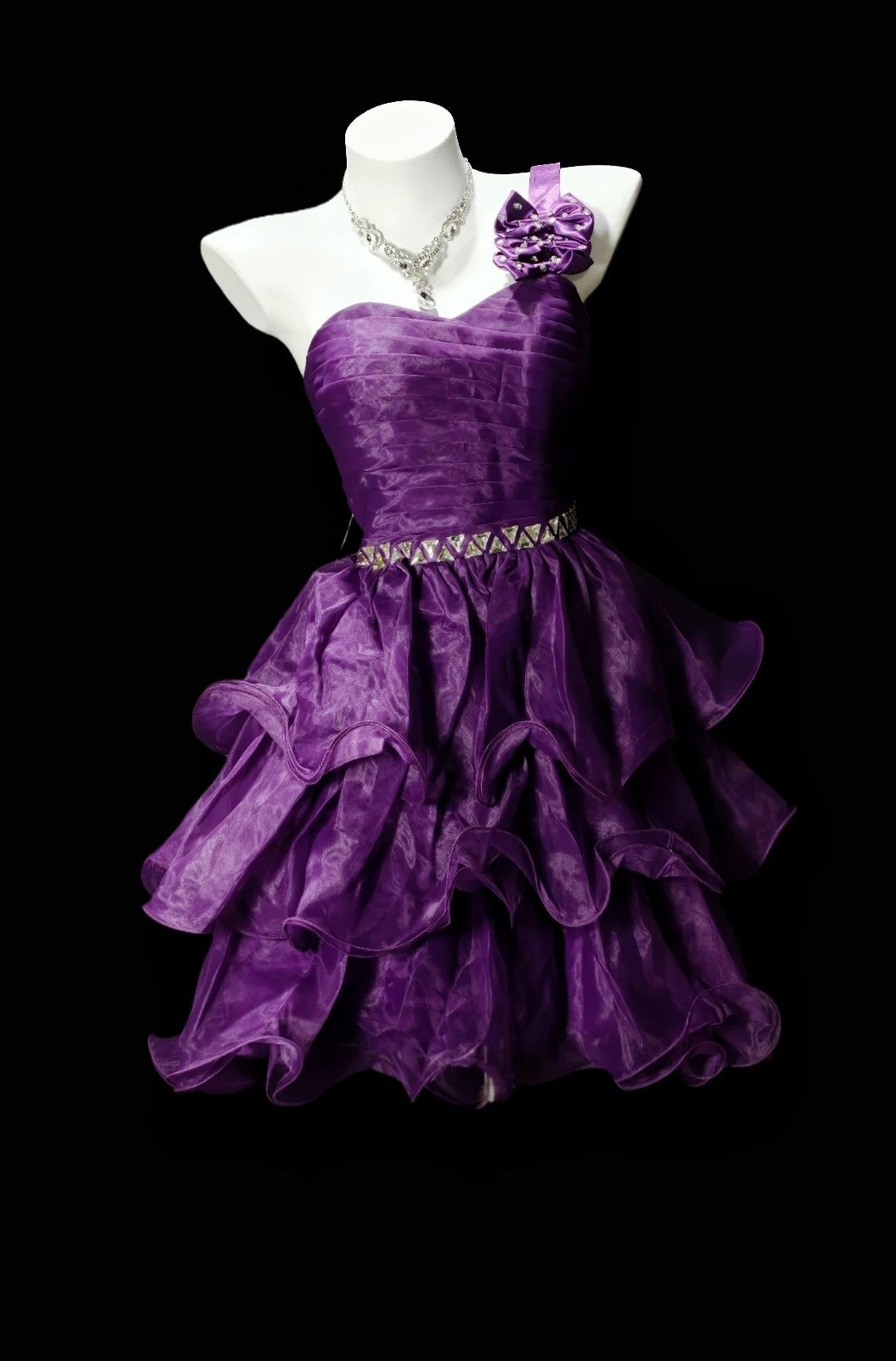 Purple Satin A Line Homecoming Dress Layered Birthday Dress  P1974
