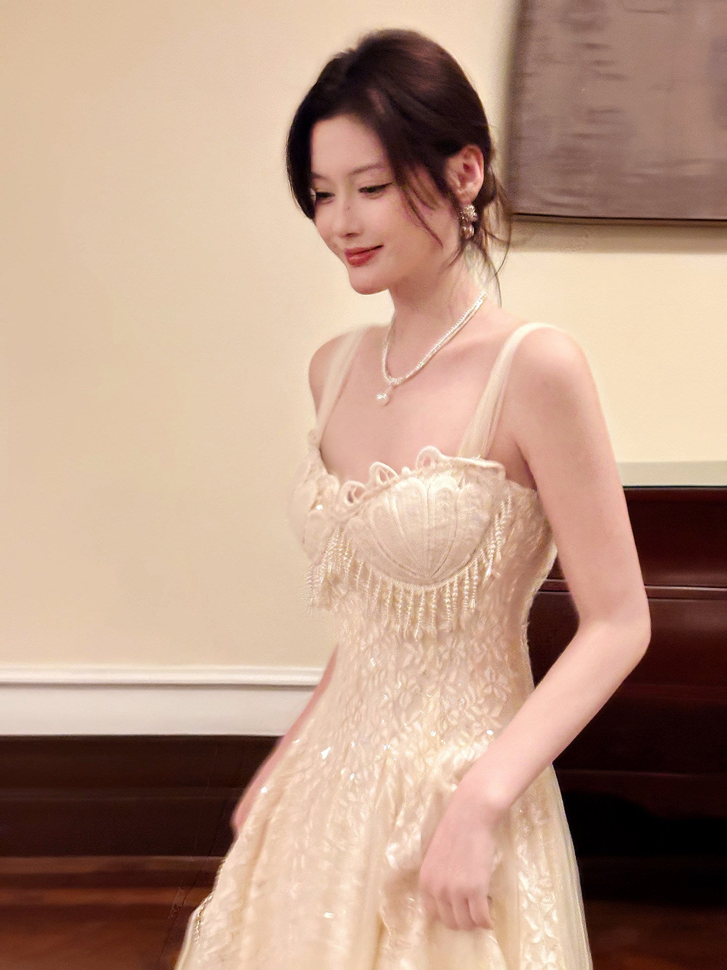 Retro Lace A Line Formal  Prom Dress Tassel Birthday Dress  L70