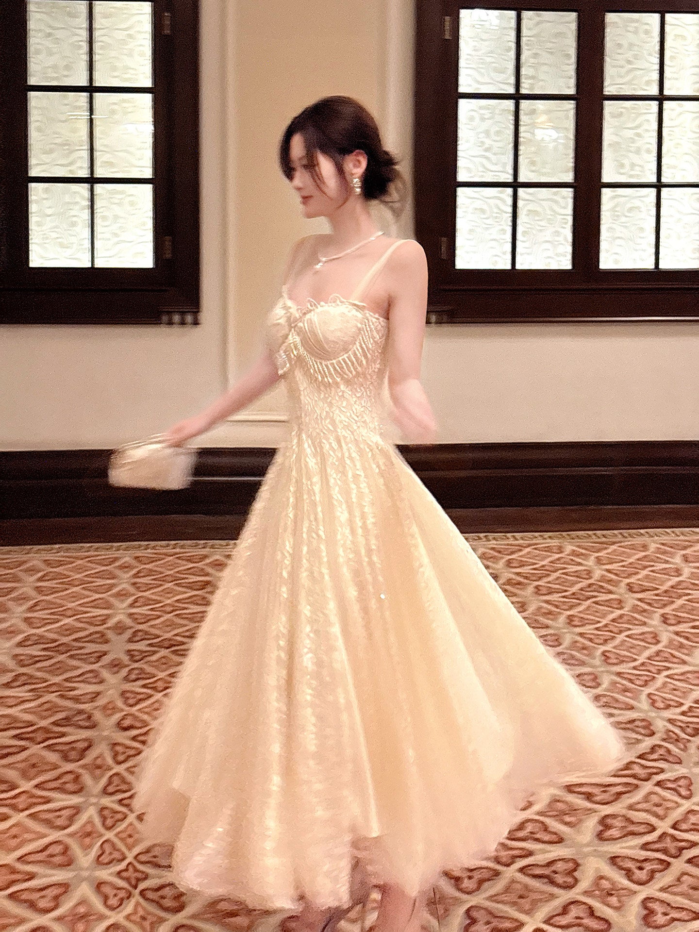 Retro Lace A Line Formal  Prom Dress Tassel Birthday Dress  L70