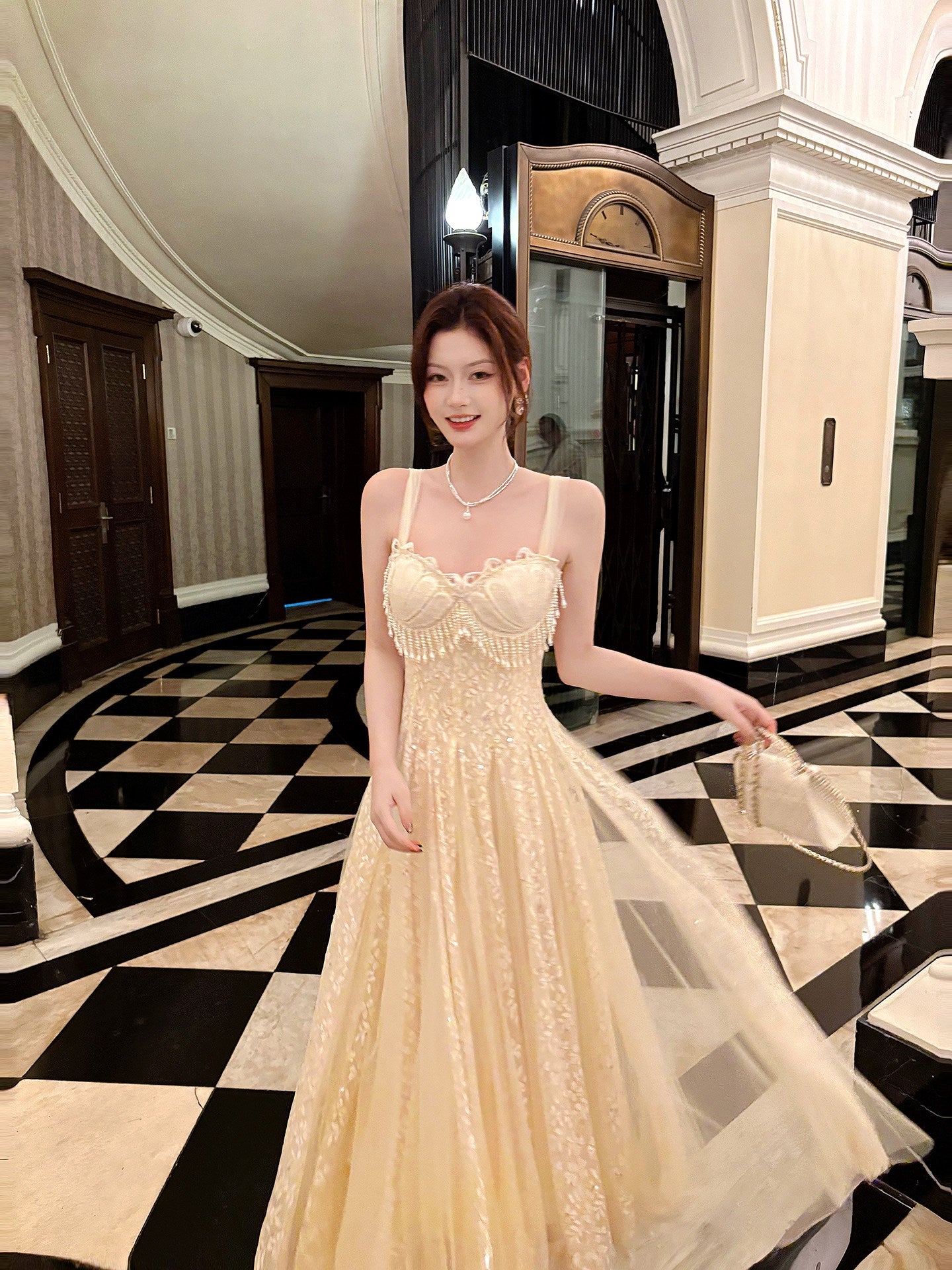 Retro Lace A Line Formal  Prom Dress Tassel Birthday Dress  L70