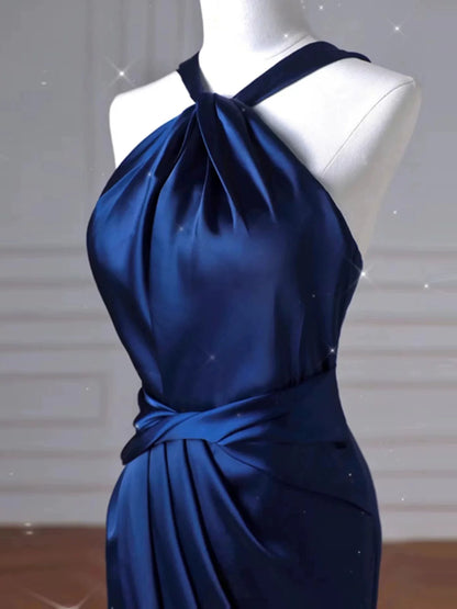 Royal Blue Mermaid Satin Prom Dress Evening Gown  P622