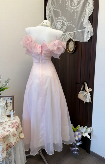 Ruffled A Line Pink Formal Prom Dress Organza Birthday Dress  P1881