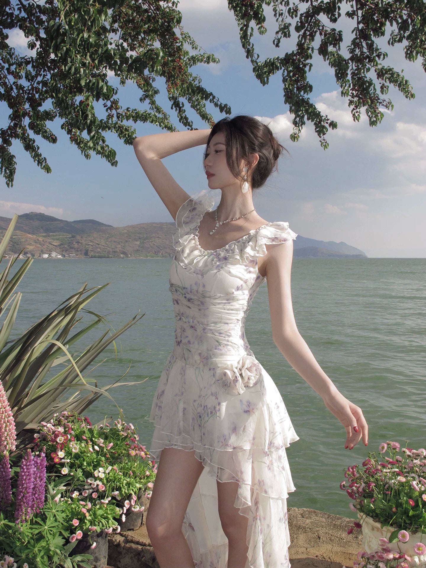 Ruffled Chiffon Flora Summer Dress Layered Fairy Dress  L93