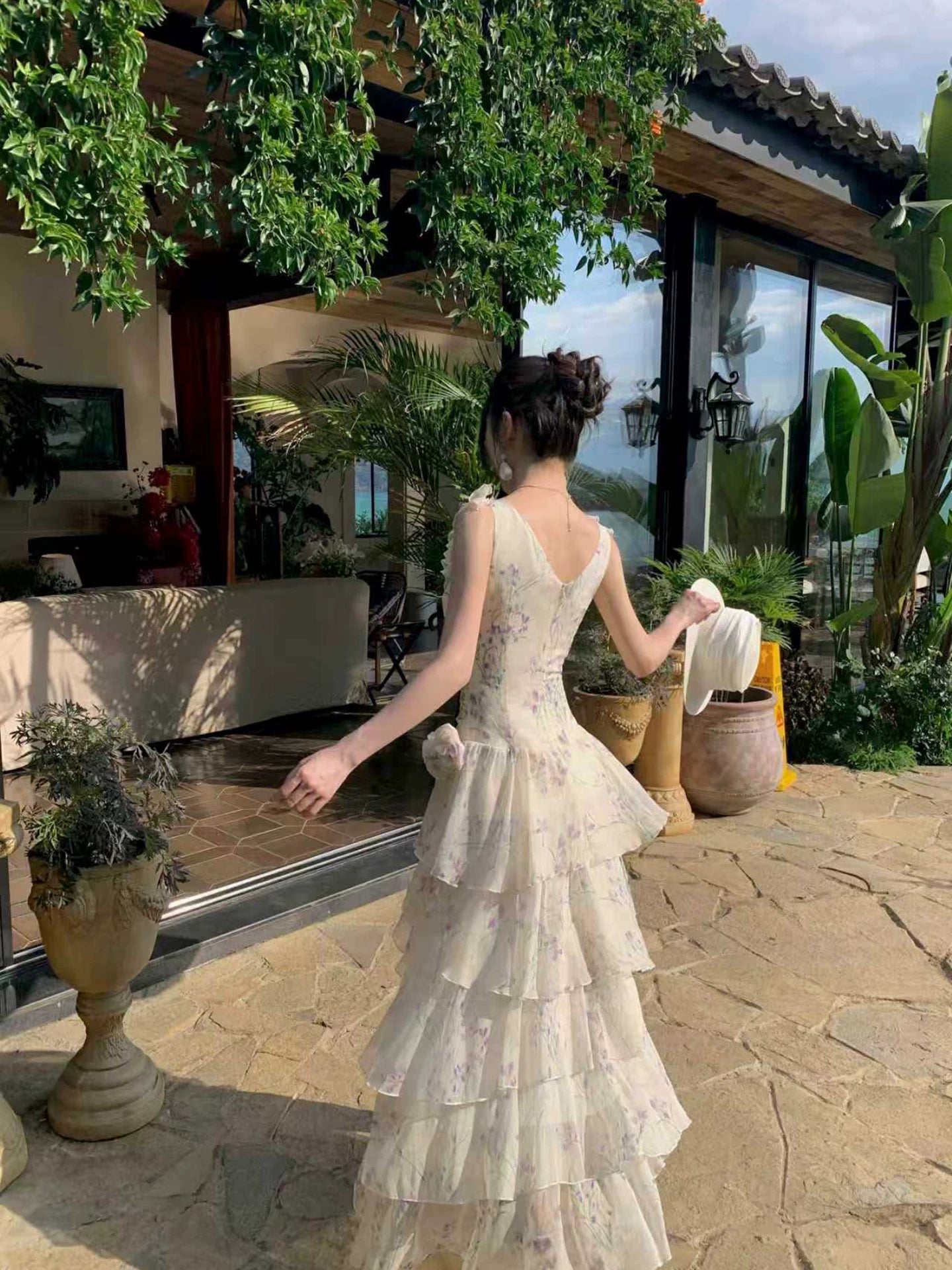 Ruffled Chiffon Flora Summer Dress Layered Fairy Dress  L93