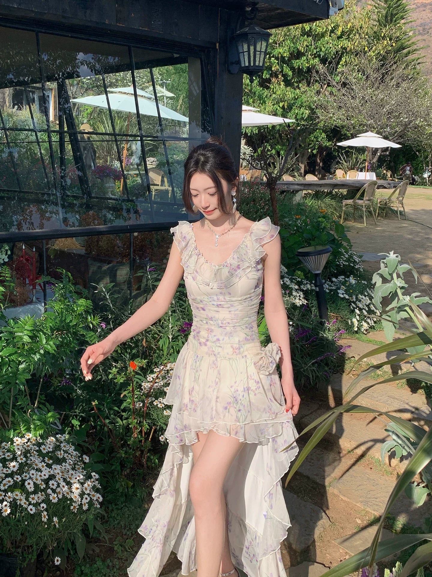 Ruffled Chiffon Flora Summer Dress Layered Fairy Dress  L93