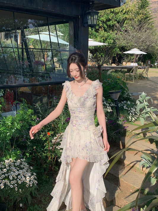 Ruffled Chiffon Flora Summer Dress Layered Fairy Dress  L93