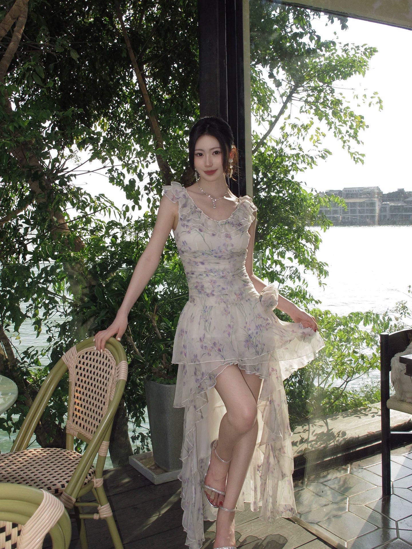 Ruffled Chiffon Flora Summer Dress Layered Fairy Dress  L93