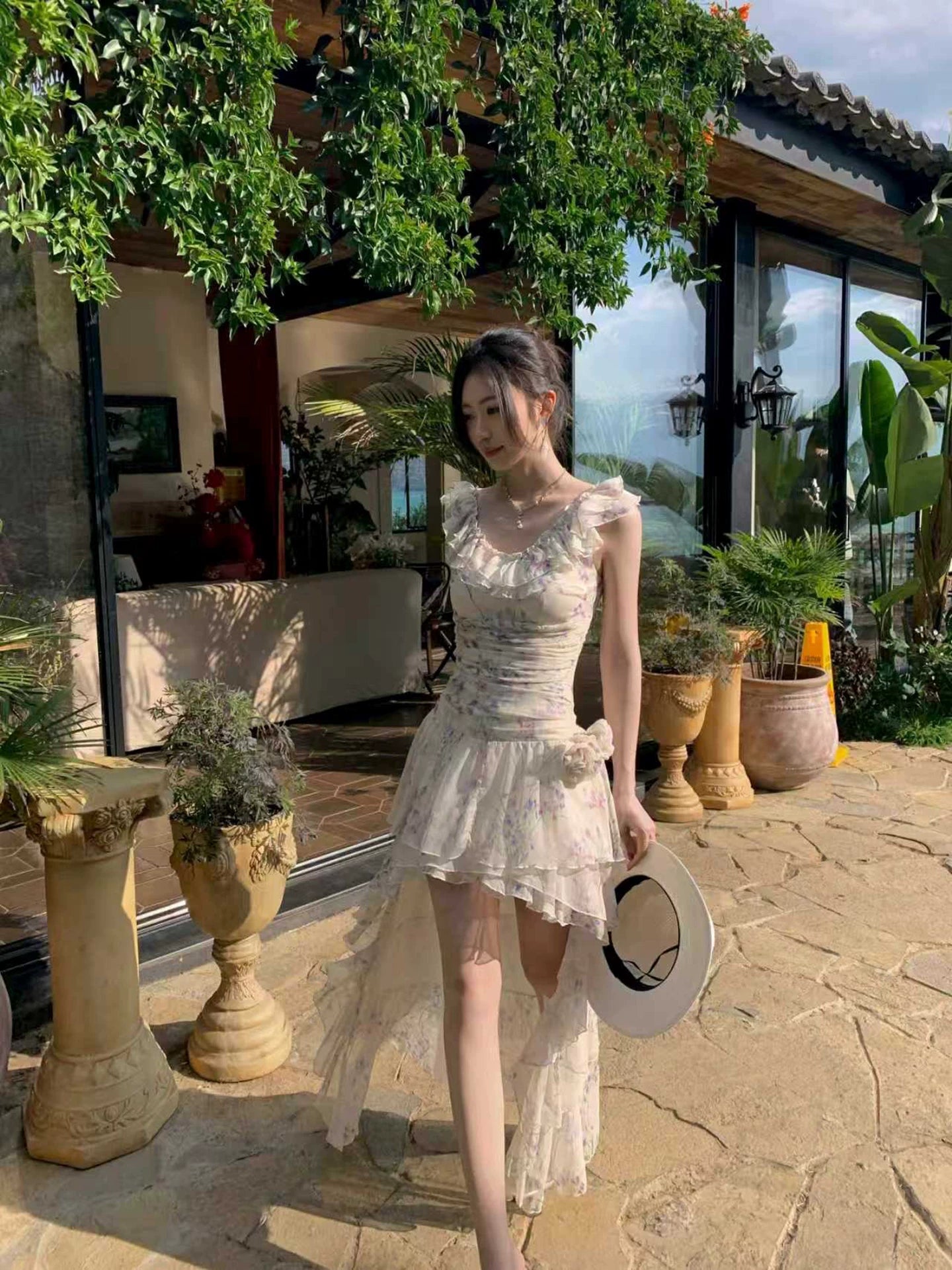 Ruffled Chiffon Flora Summer Dress Layered Fairy Dress  L93