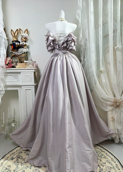Ruffled Purple A Line Formal Prom Dress For Teens  P1835