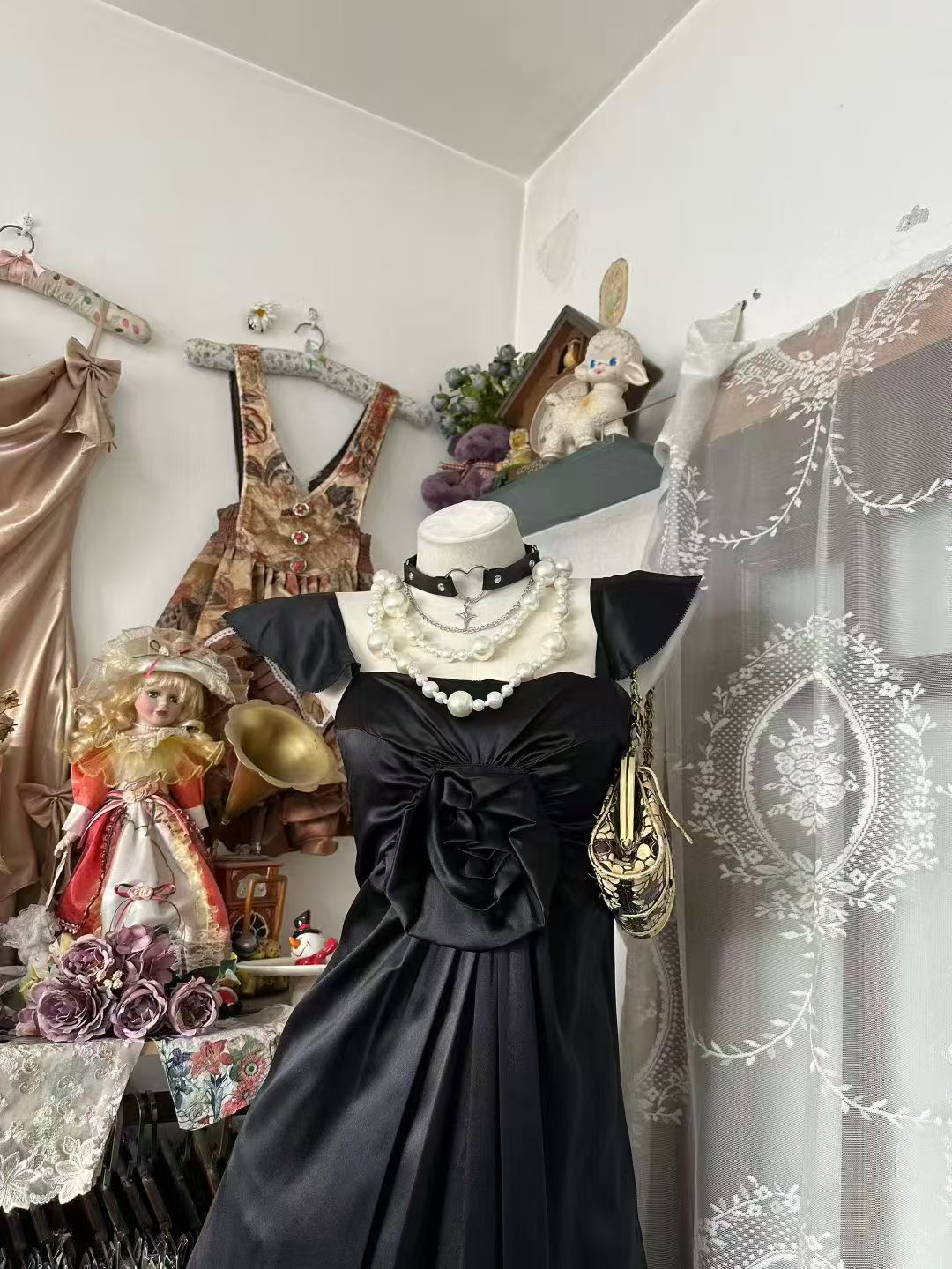 Ruffled Straps A Line Black Satin Homecoming Dress Short Birthday Dress   P2072