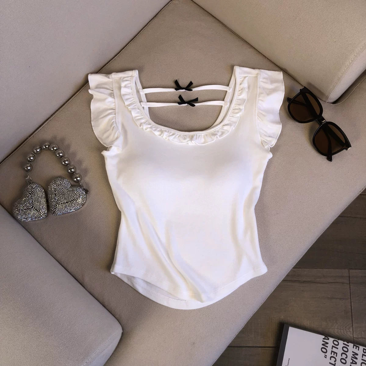 Ruffled Sweet  Short-sleeve Shirt Top   L123