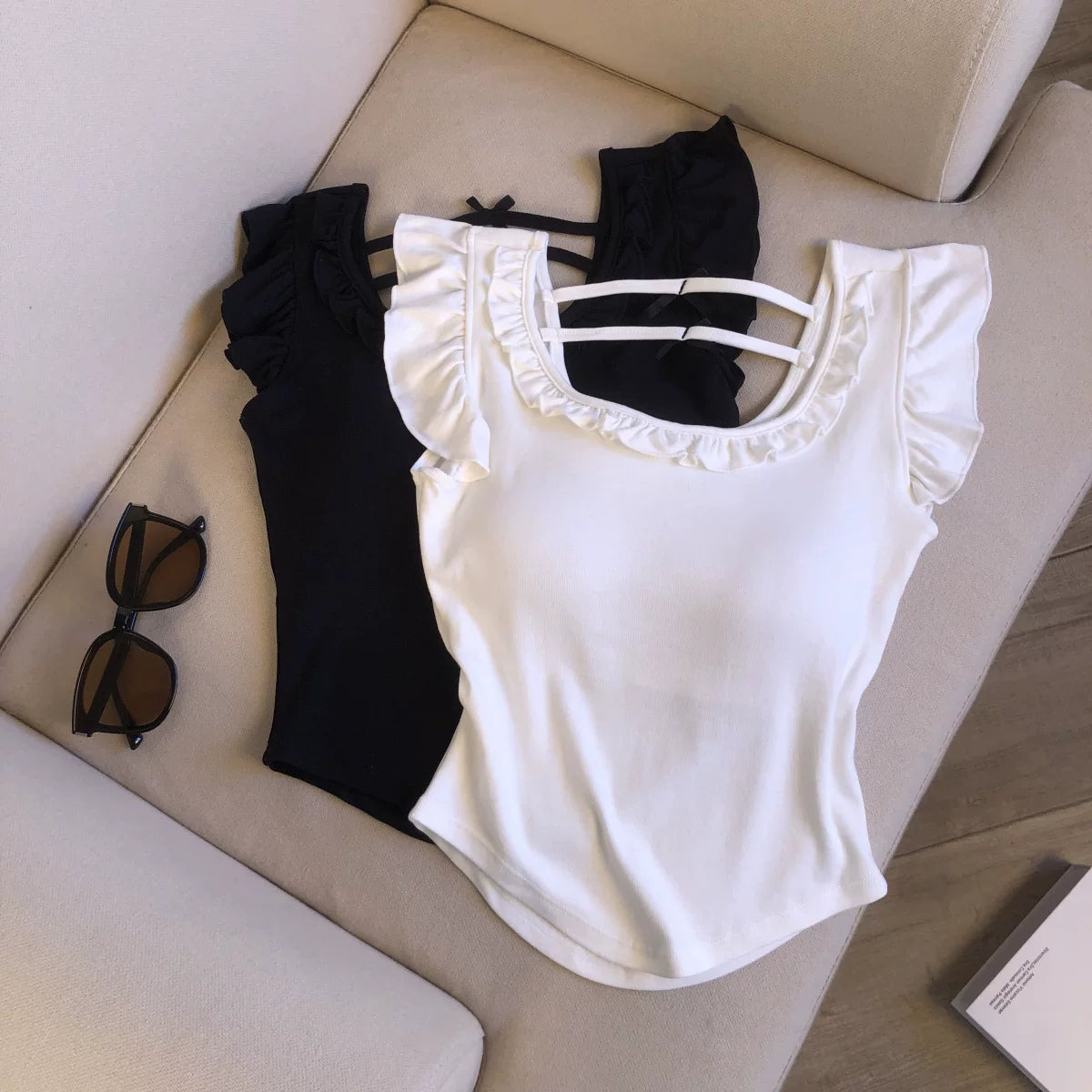 Ruffled Sweet  Short-sleeve Shirt Top   L123