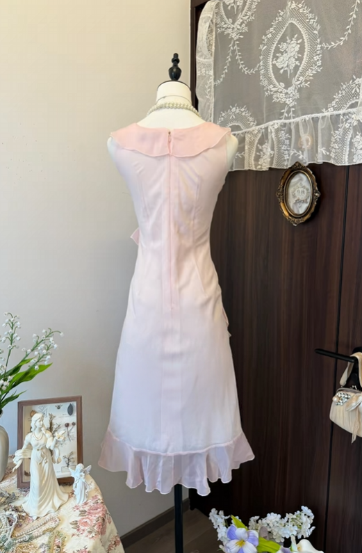 Ruffled V Neck Chiffon Homecoming Dress  P1883