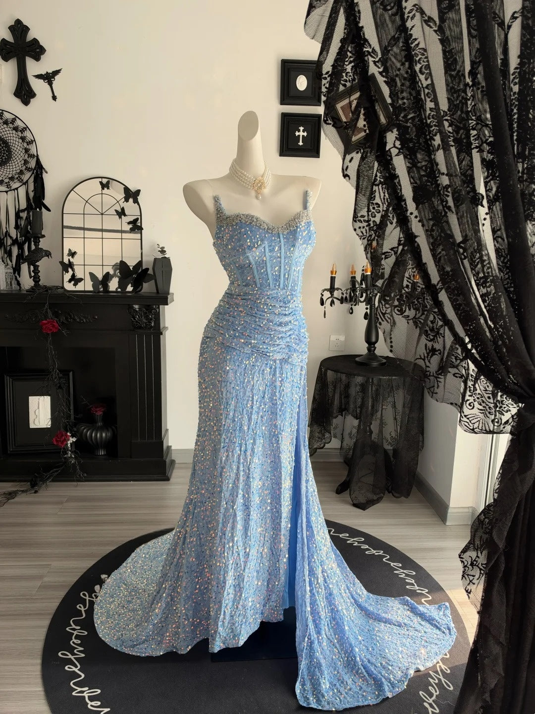 Skye Blue Mermaid Sequin Formal Prom Dress Sparkle Evening Gown  P2692