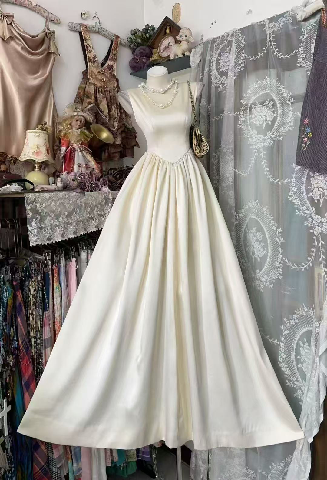 Sleeveless A Line Beige Formal Dress Long Birthday Dress   P2676