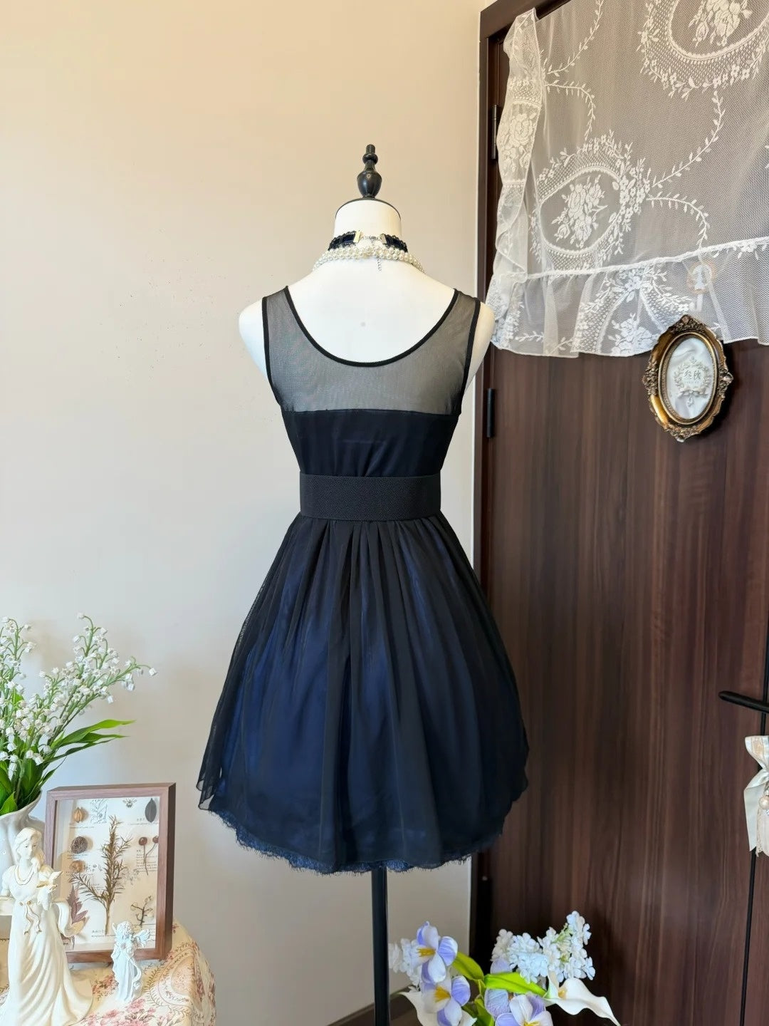 Sleeveless A Line Navy Blue Modest Homecoming Dress  P1898
