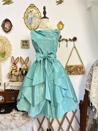 Sleeveless A Line Satin Homecoming Dress Ruffled Birthday Dress   P2139