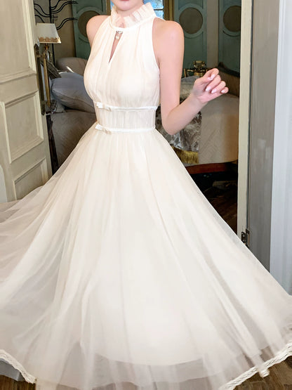 Sleeveless A Line Tulle Dress Elegant Wedding Dress  P1591