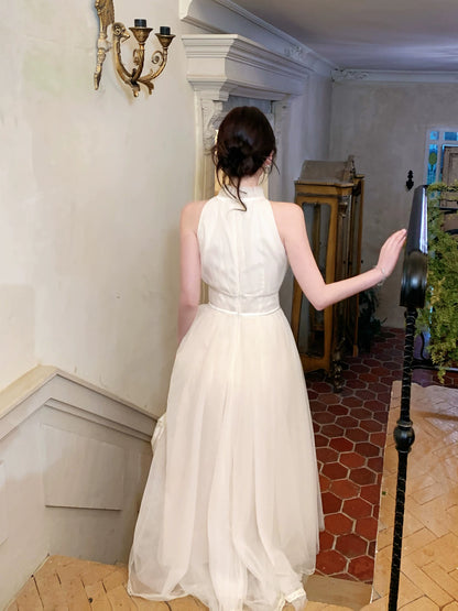 Sleeveless A Line Tulle Dress Elegant Wedding Dress  P1591