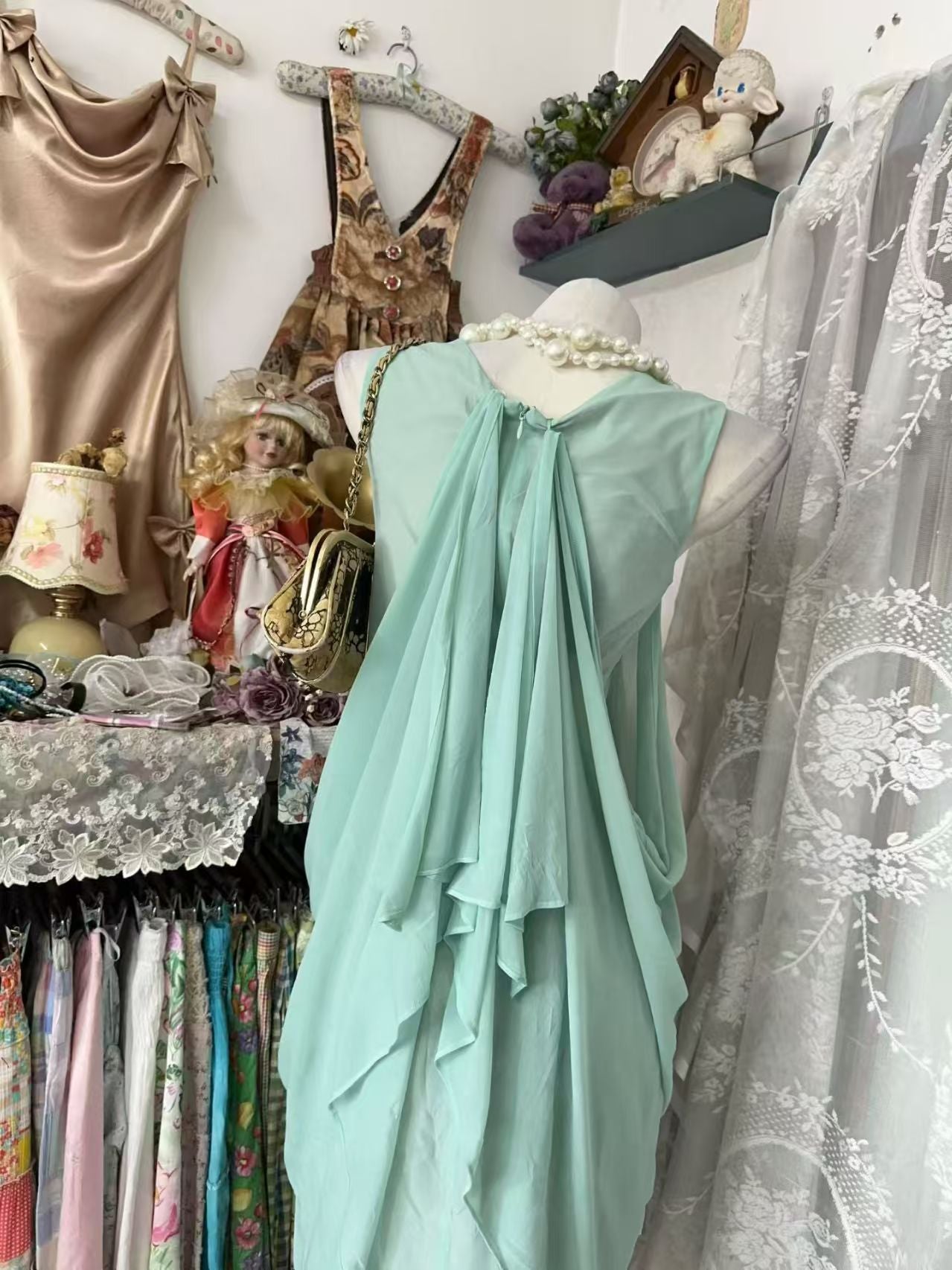 Sleeveless Chiffon Mint Green Homecoming Dress Short Birthday Dress   P1927