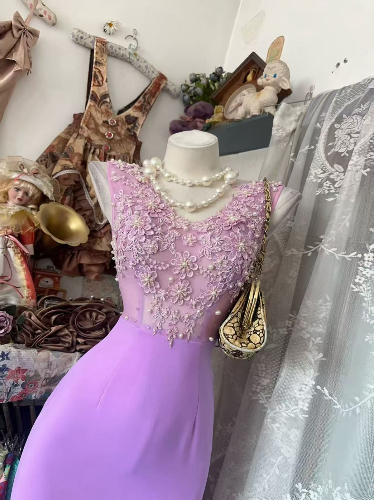 Sleeveless Mermaid Formal Evening Gown Appliqued Wedding Dress  P2685